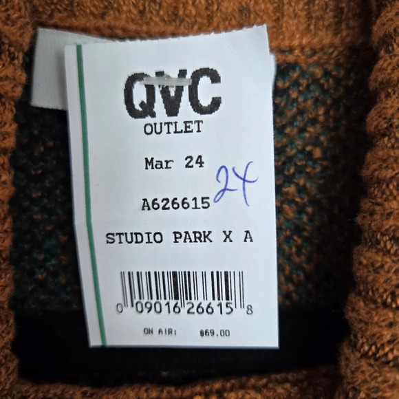 Studio Park Sweater Plaid‎ Mens 2X Coastal Eclecric Gradpa Cozy Soft Fisherman - Picture 8 of 12